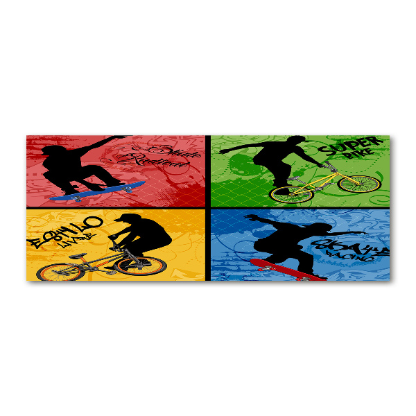 Wall art acrylic Bicycle and skateboard