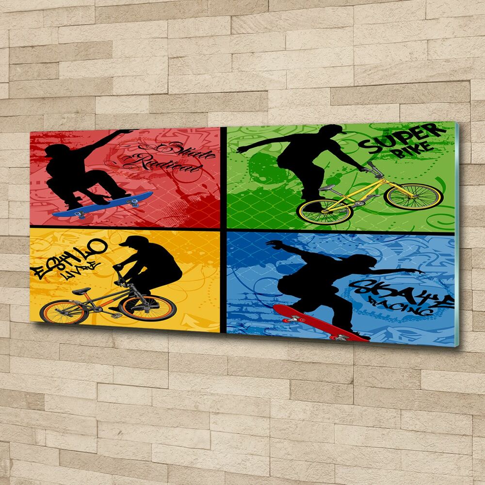 Wall art acrylic Bicycle and skateboard