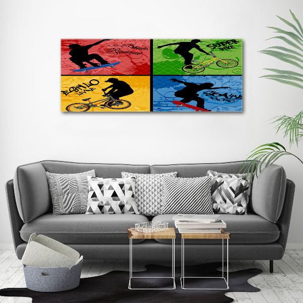 Wall art acrylic Bicycle and skateboard