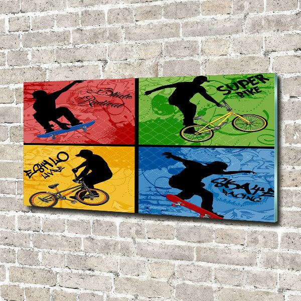 Wall art acrylic Bicycle and skateboard