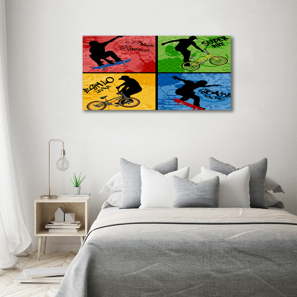 Wall art acrylic Bicycle and skateboard