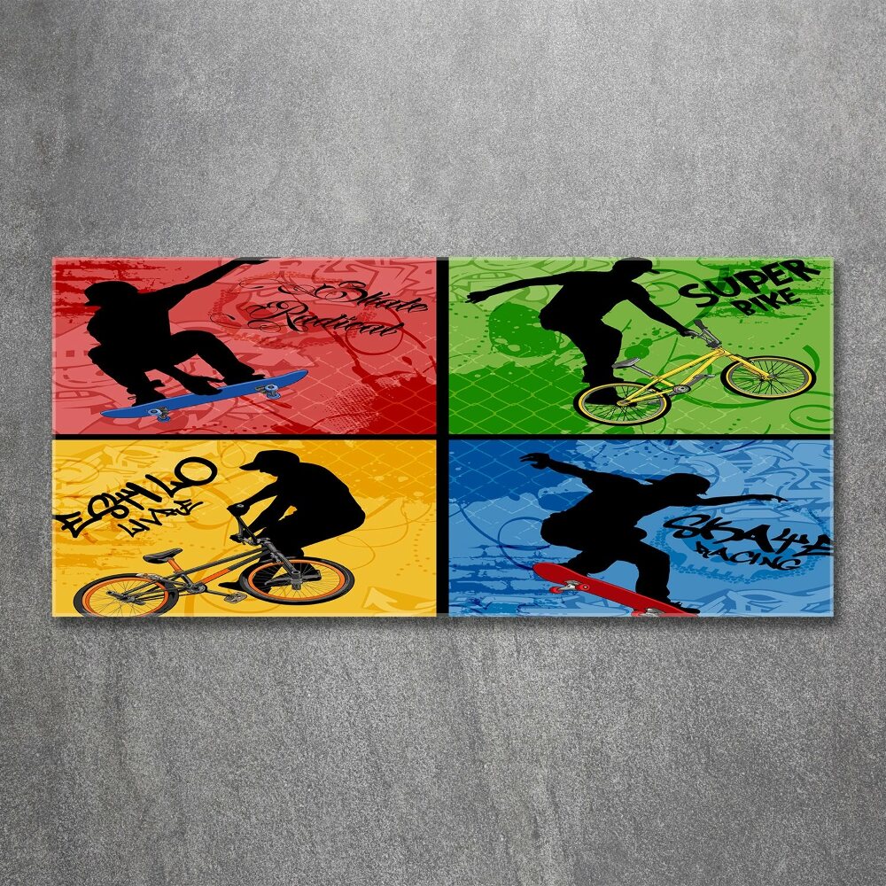 Wall art acrylic Bicycle and skateboard