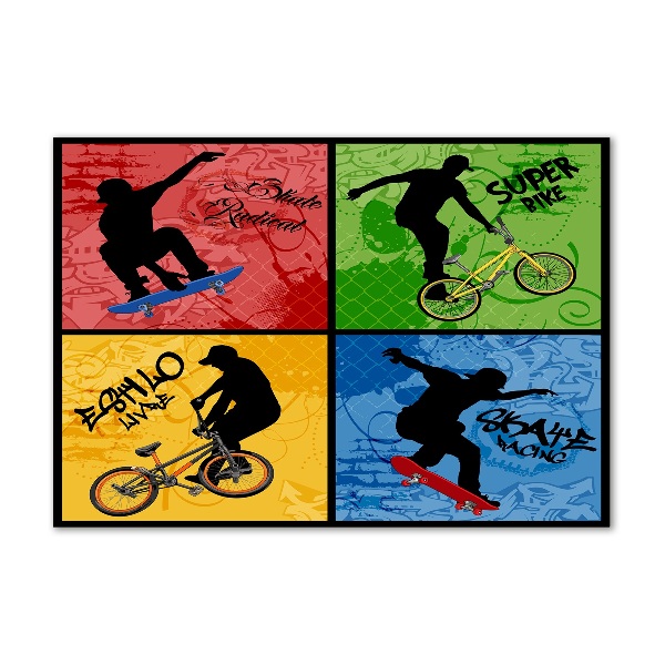 Wall art acrylic Bicycle and skateboard