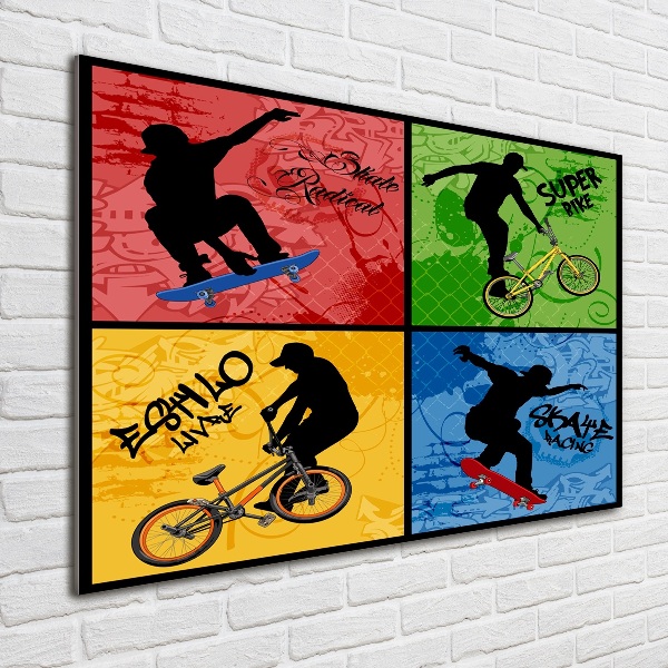 Wall art acrylic Bicycle and skateboard