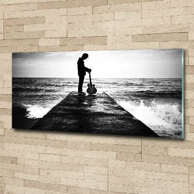 Wall art acrylic Guitarist on the pier