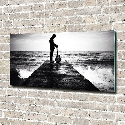 Wall art acrylic Guitarist on the pier