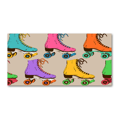 Glass acrylic wall art Colored roller skates