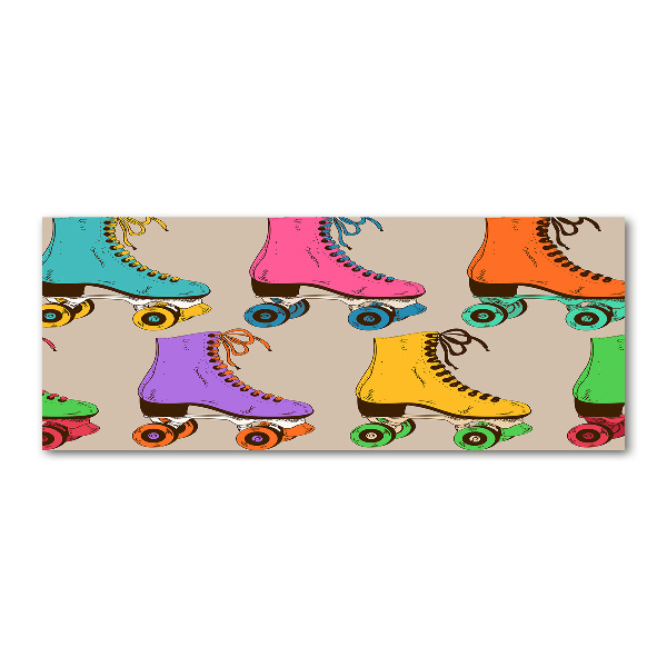 Glass acrylic wall art Colored roller skates