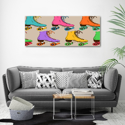 Glass acrylic wall art Colored roller skates