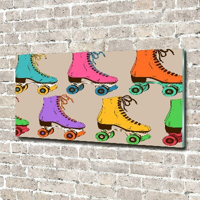 Glass acrylic wall art Colored roller skates