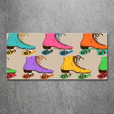 Glass acrylic wall art Colored roller skates