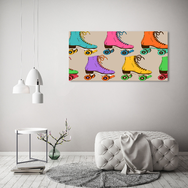 Glass acrylic wall art Colored roller skates