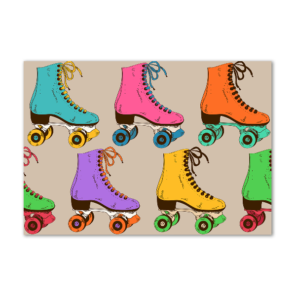 Glass acrylic wall art Colored roller skates