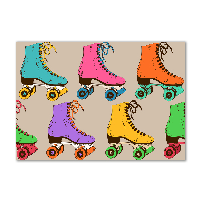 Glass acrylic wall art Colored roller skates