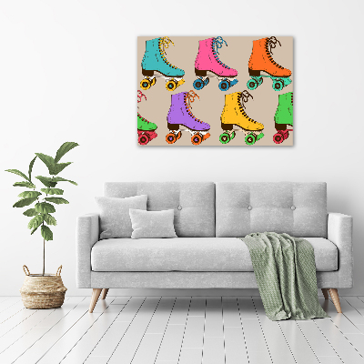 Glass acrylic wall art Colored roller skates