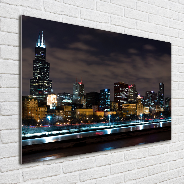 Acrylic wall art Chicago at night