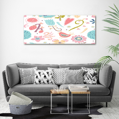 Acrylic print Flowers and birds