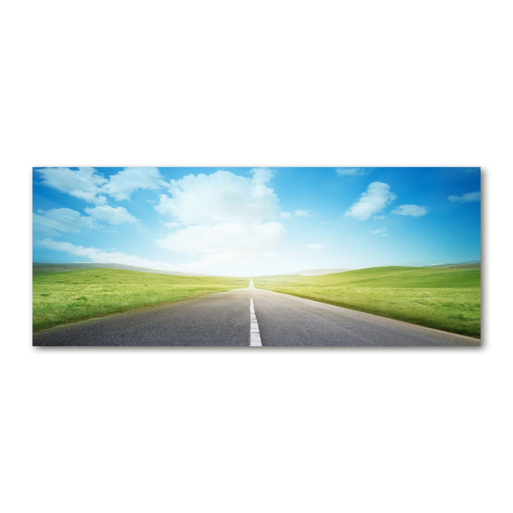 Glass acrylic wall art Road through the meadow