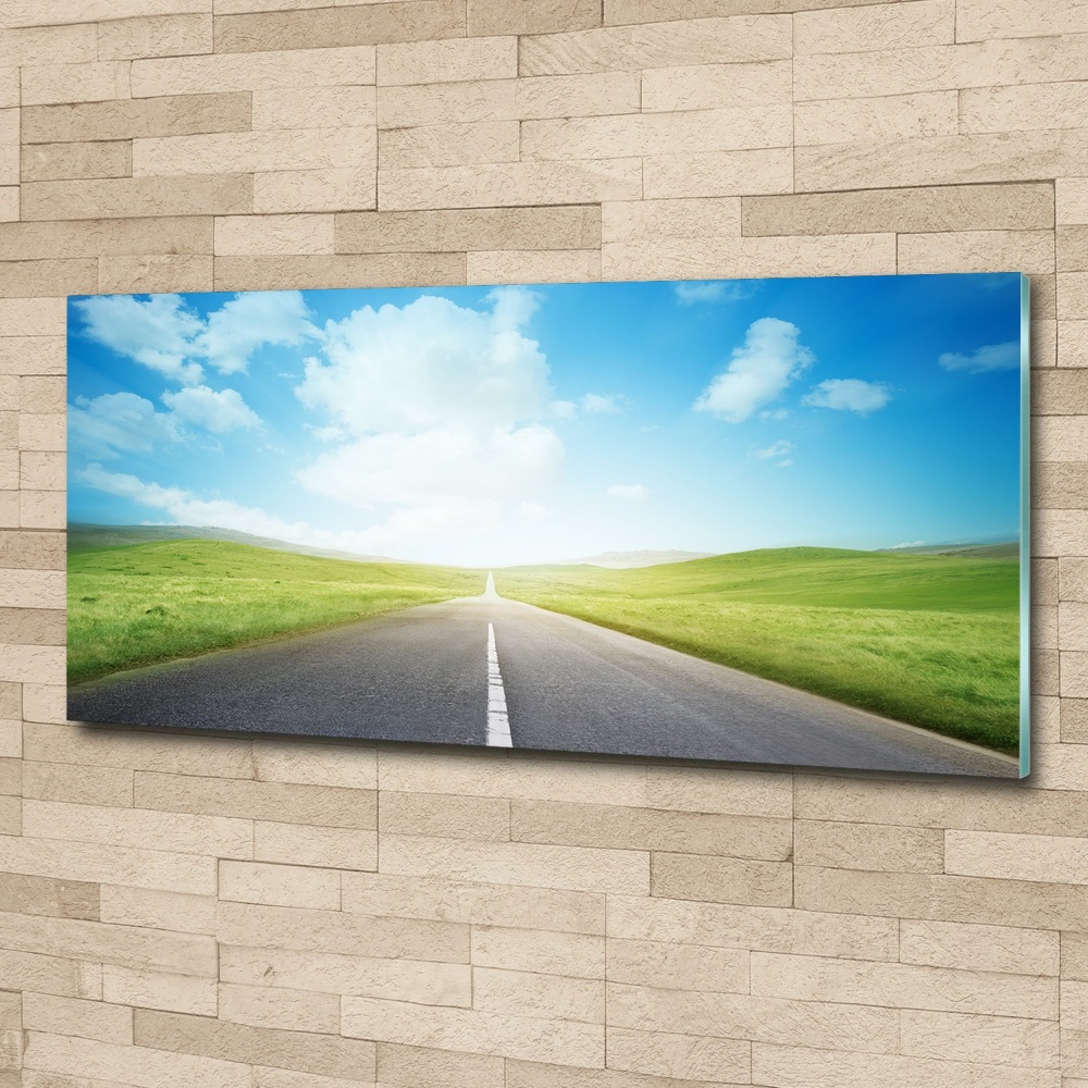 Glass acrylic wall art Road through the meadow