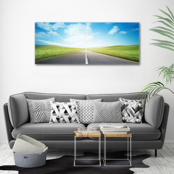 Glass acrylic wall art Road through the meadow