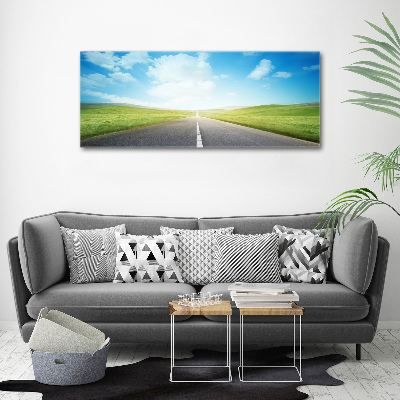 Glass acrylic wall art Road through the meadow