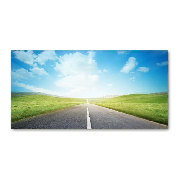 Glass acrylic wall art Road through the meadow