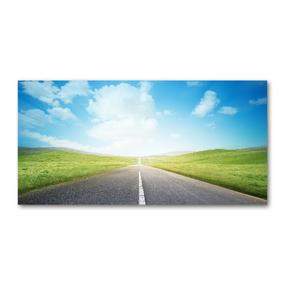 Glass acrylic wall art Road through the meadow