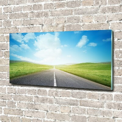 Glass acrylic wall art Road through the meadow