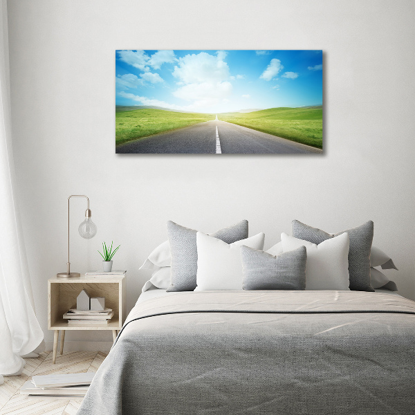 Glass acrylic wall art Road through the meadow