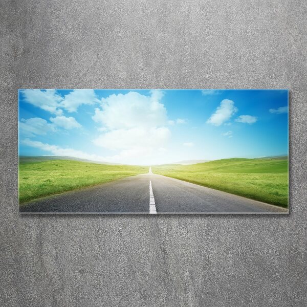 Glass acrylic wall art Road through the meadow