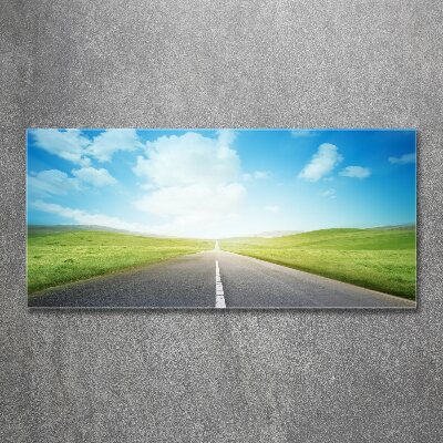 Glass acrylic wall art Road through the meadow