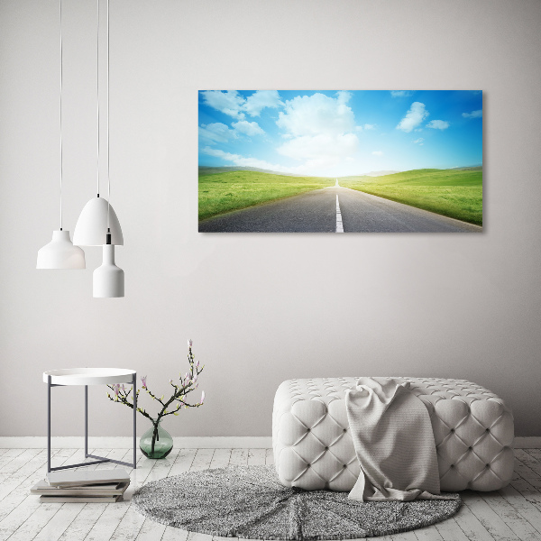 Glass acrylic wall art Road through the meadow