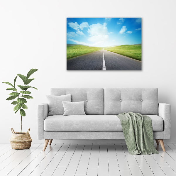 Glass acrylic wall art Road through the meadow