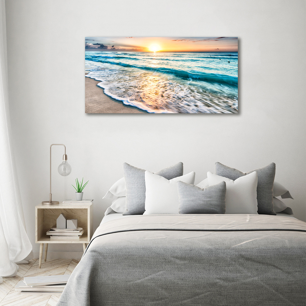 Glass acrylic wall art Sunset beach