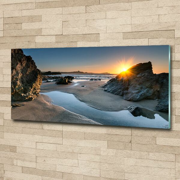 Glass acrylic wall art Beach rocks