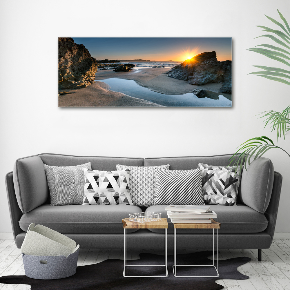 Glass acrylic wall art Beach rocks