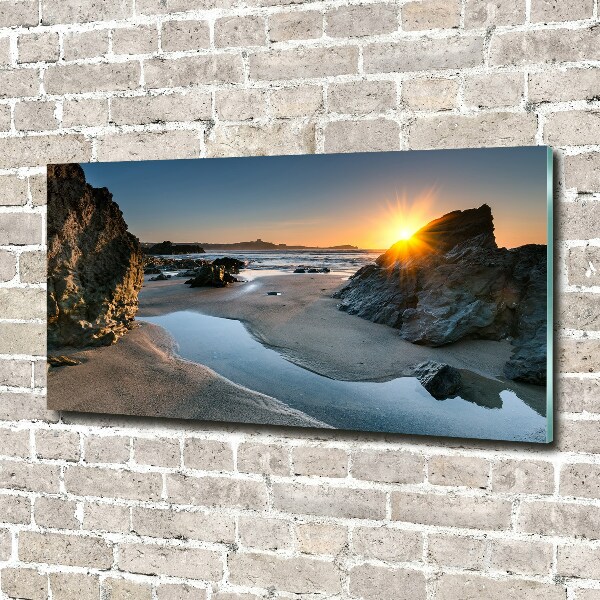 Glass acrylic wall art Beach rocks