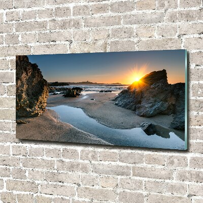 Glass acrylic wall art Beach rocks