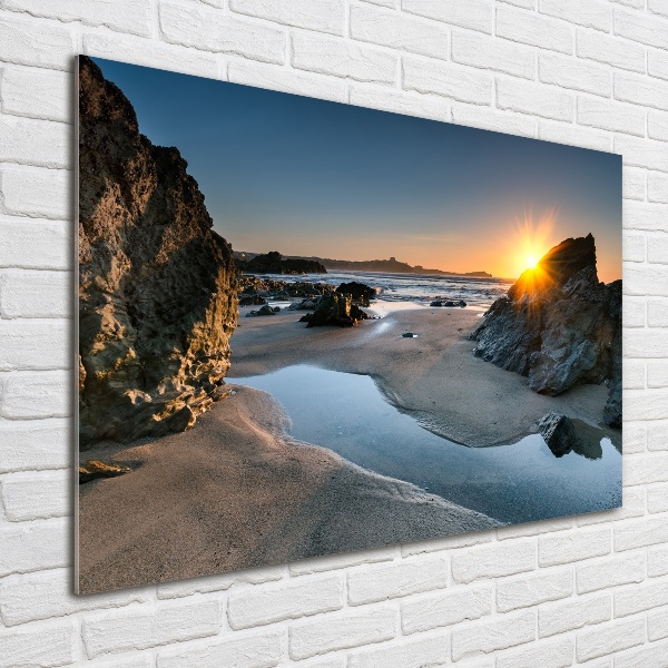 Glass acrylic wall art Beach rocks