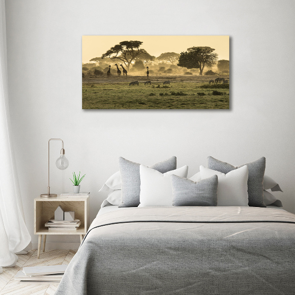 Glass acrylic wall art Giraffes in the savanna