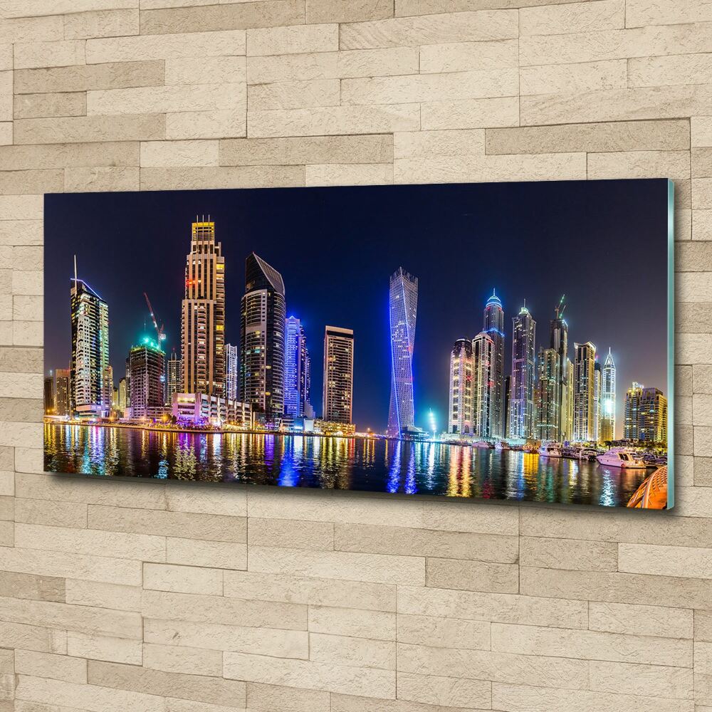 Glass acrylic wall art Dubai at night