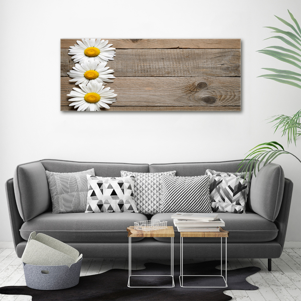 Glass acrylic wall art Daisy wood