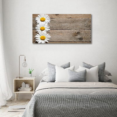 Glass acrylic wall art Daisy wood