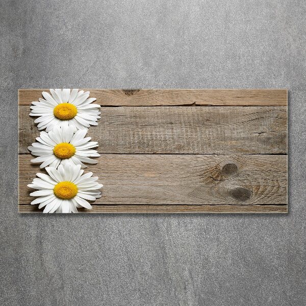 Glass acrylic wall art Daisy wood