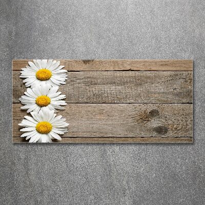 Glass acrylic wall art Daisy wood