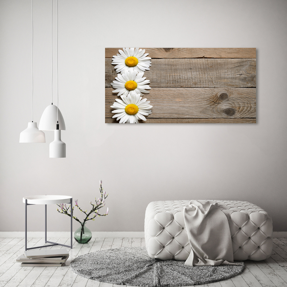 Glass acrylic wall art Daisy wood