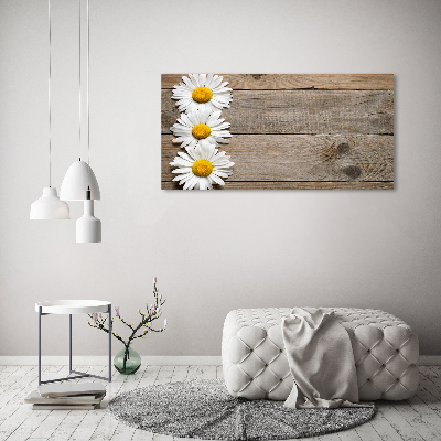 Glass acrylic wall art Daisy wood