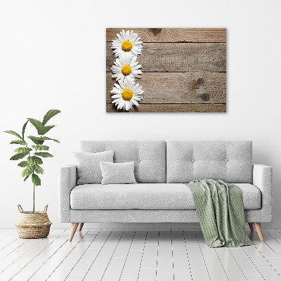 Glass acrylic wall art Daisy wood