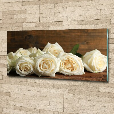 Glass acrylic wall art White roses