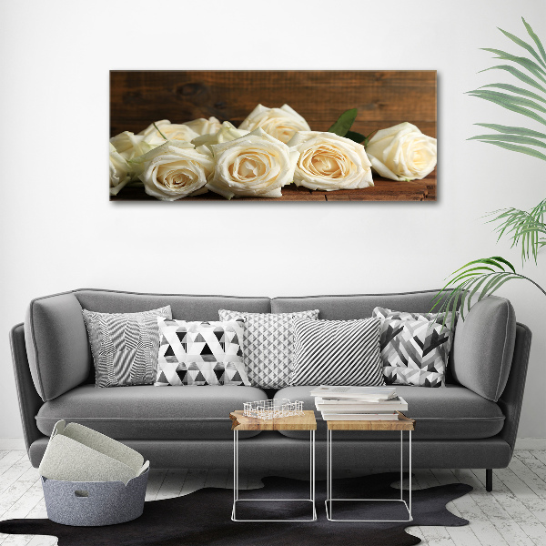 Glass acrylic wall art White roses